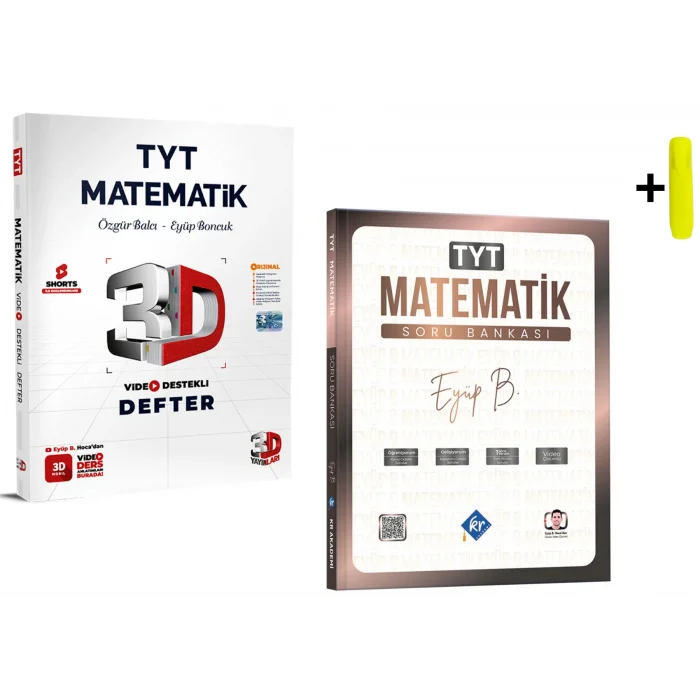 Eyüp B. TYT Matematik Video Defter Soru Bankası Seti 3D - KR Akademi Yayınları