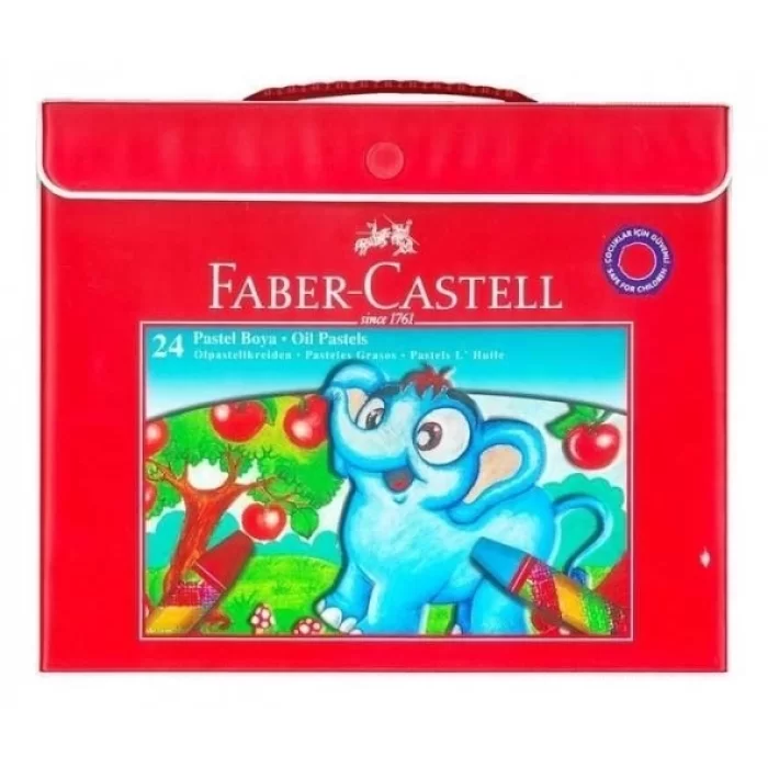 Faber Castell Plastik Çantalı 24 Renk Pastel Boya