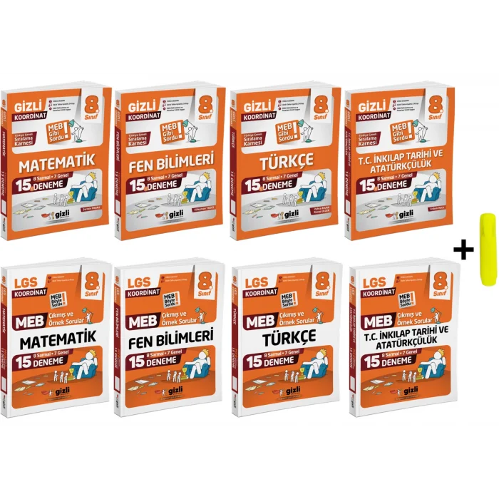 Gizli Lgs Meb Çıkmış ve Örnek Sorular Ve Deneme Matematik Fen Türkçe İnkılap Seti 8 Kitap