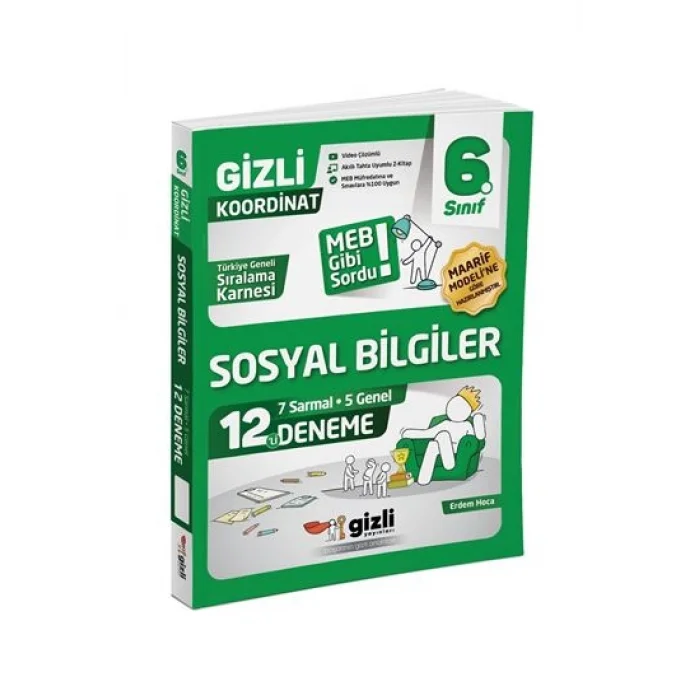 Gizli Yayınları 6. Sınıf Sosyal Bilgiler 12li Deneme-Meb Gibi Sordu