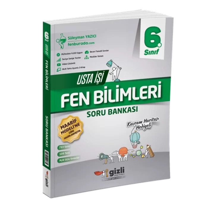 Gizli Yayınları 6. Sınıf Fen Bilimleri Usta İşi Soru Bankası - Kavram Haritası Yeni