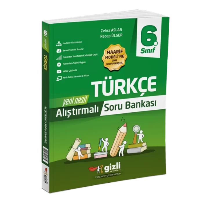 Gizli Yayınları 6. Sınıf Türkçe Alıştırmalı Soru Bankası Yeni