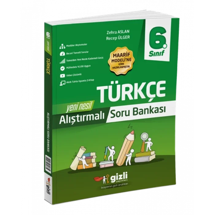 Gizli Yayınları 6. Sınıf Türkçe Alıştırmalı Soru Bankası Yeni