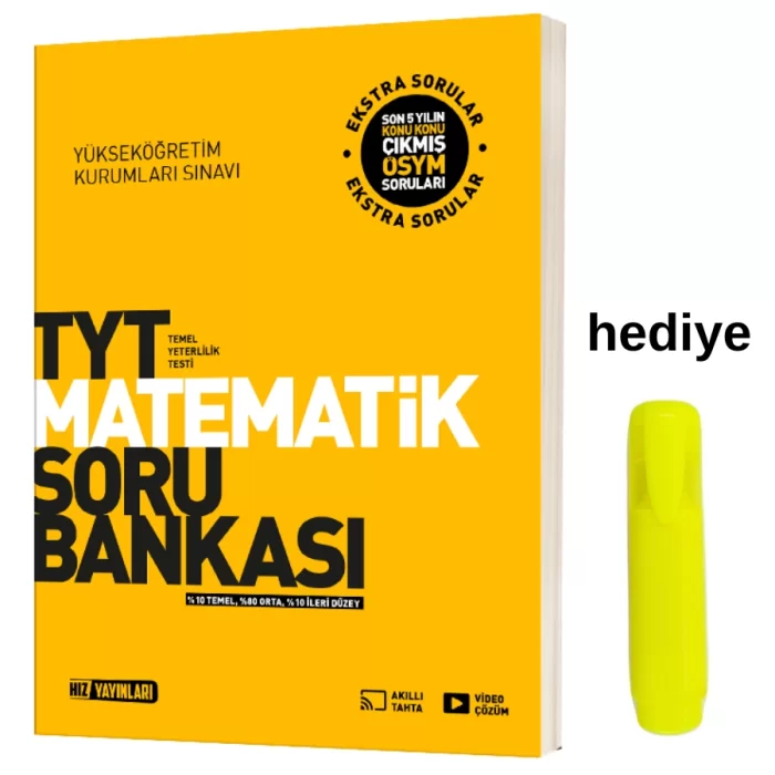 Hız Yayınları TYT Matematik Soru Bankası Yeni Basım + Fosforlu Kalem