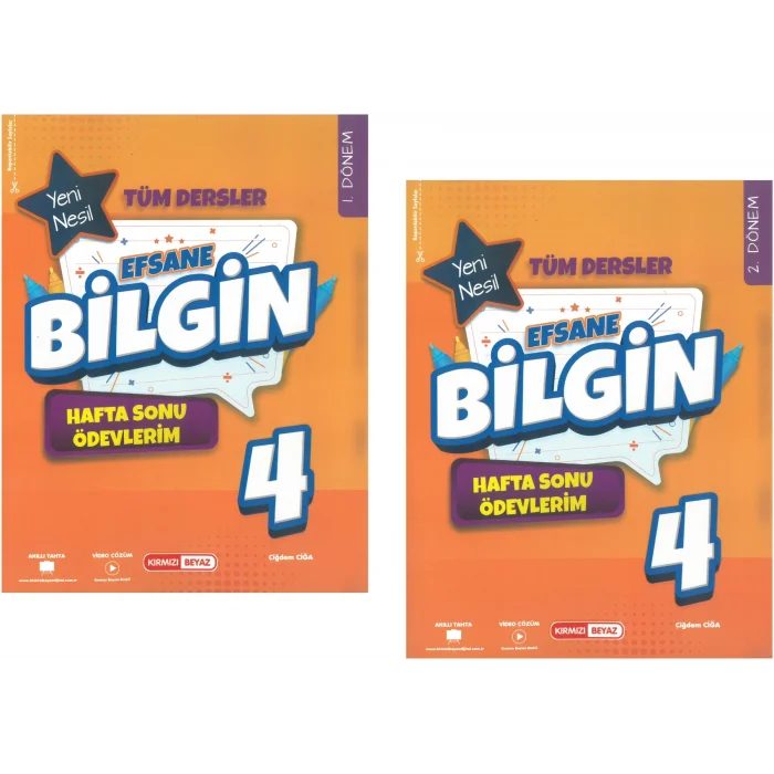 Kırmızı Beyaz Efsane Bilgin Hafta Sonu Ödevlerim 4.Sınıf (2 KİTAP)
