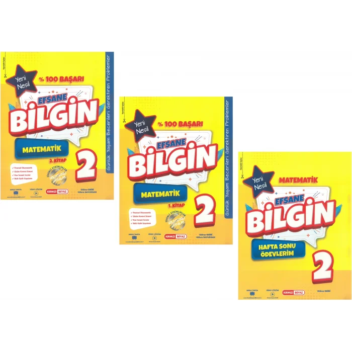 Kırmızı Beyaz Efsane Bilgin Matematik 2.Sınıf (3 KİTAP)