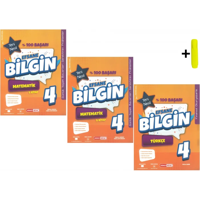 Kırmızı Beyaz Efsane Bilgin Matematik Ve Türkçe 4.Sınıf (3 KİTAP)