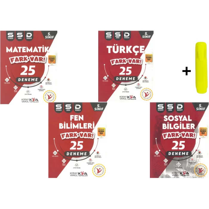 Kva Yayınları 5.Sınıf Matematik Fen Türkçe Sosyal 25 Sistematik Sarmal Deneme Yeni