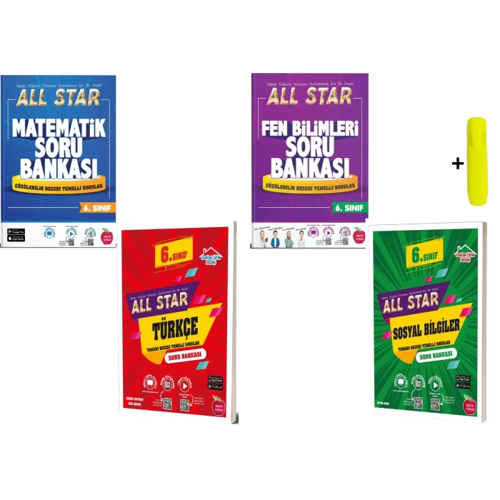 Newton 6. Sınıf Matematik Fen Türkçe Sosyal All Star Soru Bankası 4 Kitap Set