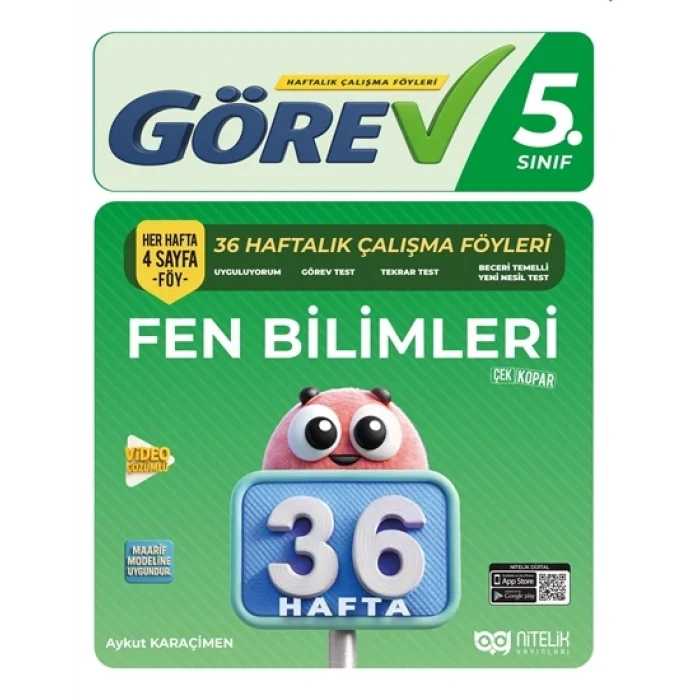 Nitelik 5.Sınıf Görev Fen Bilimleri 36 Haftalık Çalışma Föyleri