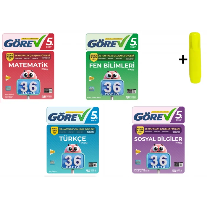 Nitelik 5.Sınıf Görev Matematik Fen Türkçe Sosyal 36 Haftalık Çalışma Föyleri