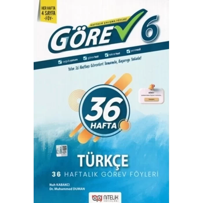 Nitelik 6. Sınıf Görev Türkçe 36 Haftalık Görev Föyleri Yeni