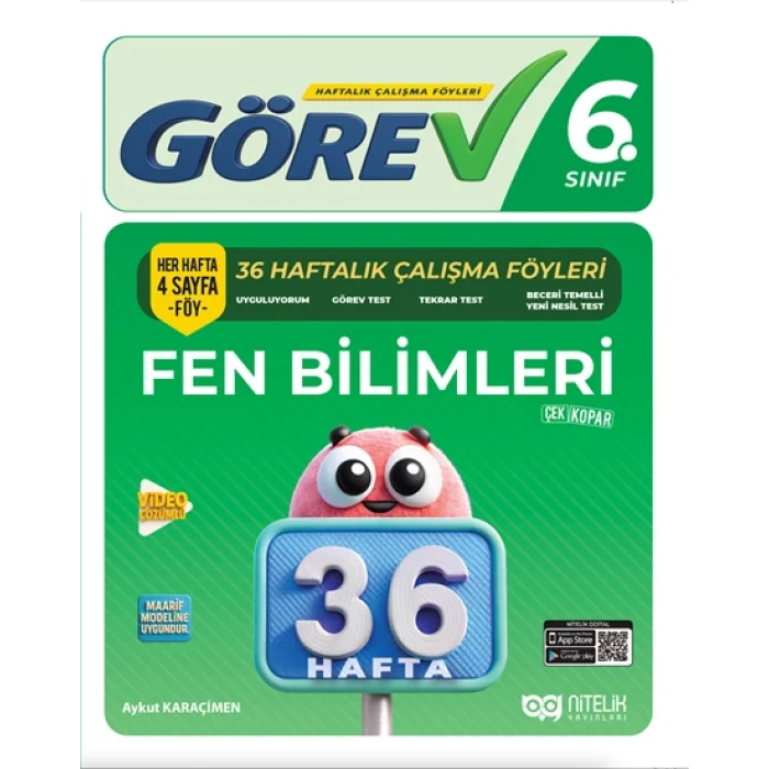 Nitelik 6.Sınıf Görev Fen Bilimleri 36 Haftalık Çalışma Föyleri
