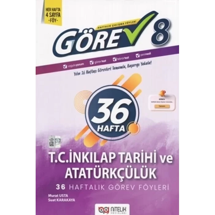 Nitelik 8.Sınıf Görev T.C İnkılap Tarihi ve Atatürkçülük 36 Haftalık Görev Föyleri