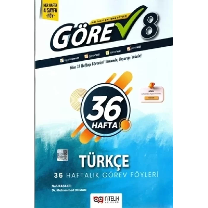 Nitelik Yayınları 8. Sınıf Lgs Türkçe Görev Yeni Nesil Haftalık Çalışma Föyleri