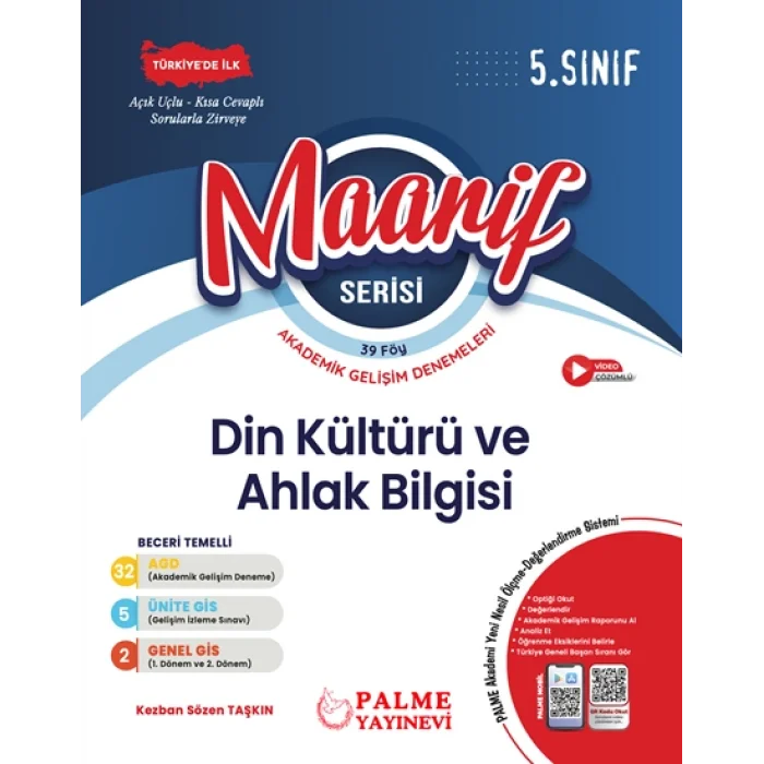 Palme 5.Sınıf Maarif Serisi Din Kültürü Haftalık Deneme (39 Föy)