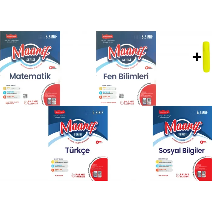 Palme 6. Sınıf Maarif Matematik Fen Türkçe Sosyal Haftalık Deneme Seti