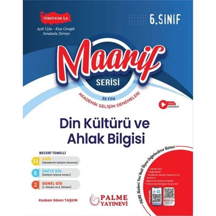 Palme Yayınları 6. Sınıf Maarif Serisi Din Kültürü Ve Ahlak Bilgisi Haftalık Deneme