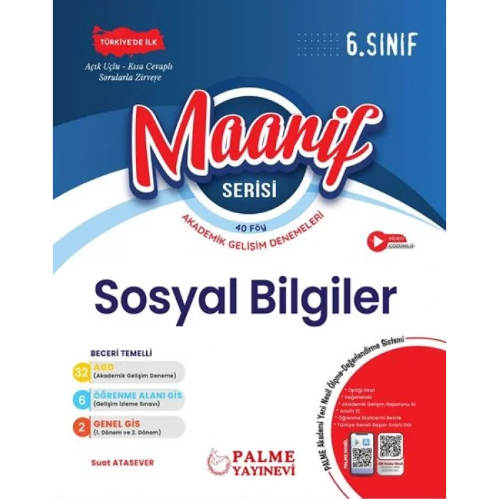 Palme Yayınları 6. Sınıf Maarif Serisi Sosyal Bilgiler Haftalık Deneme 40 Föy