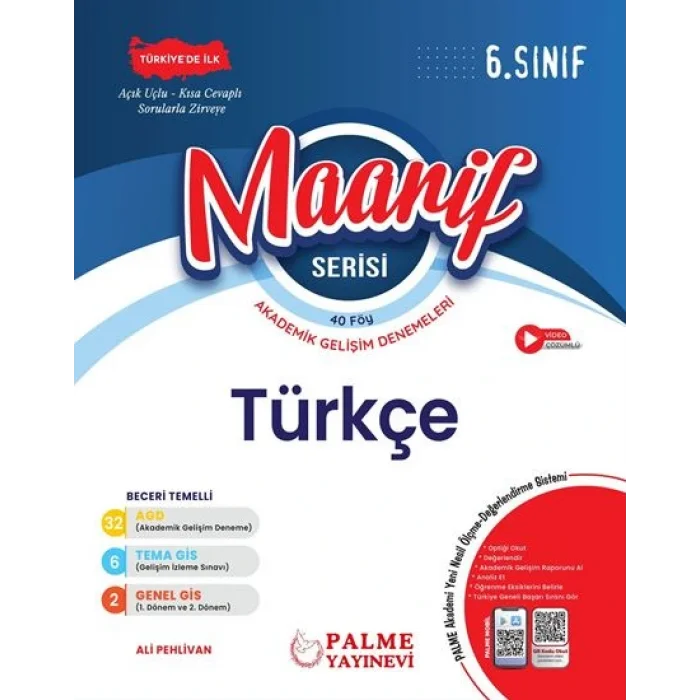 Palme Yayınları 6. Sınıf Maarif Serisi Türkçe Haftalık Deneme 40 Föy
