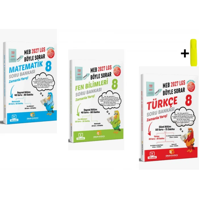 Sinan Kuzucu 8. Sınıf 2027 Lgs Meb Böyle Sorar Matematik Fen Türkçe Soru Bankası Video Çözümlü