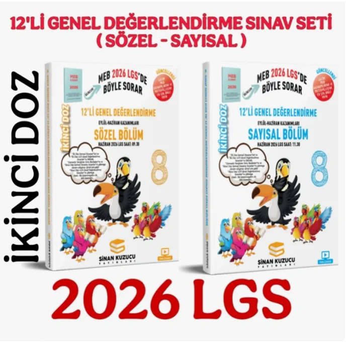 Sinan Kuzucu Yayınları 2026 Lgs 8. Sınıf Ikinci Doz 12li Genel Değerlendirme Sınav Seti (Sayısal + Sözel)