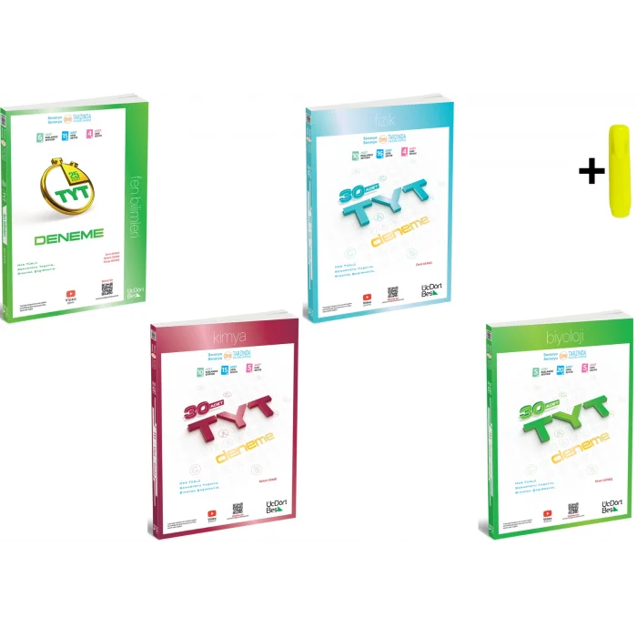 Üç Dört Beş TYT Fen Fizik Kimya Biyoloji Deneme 4 Kitap Yeni