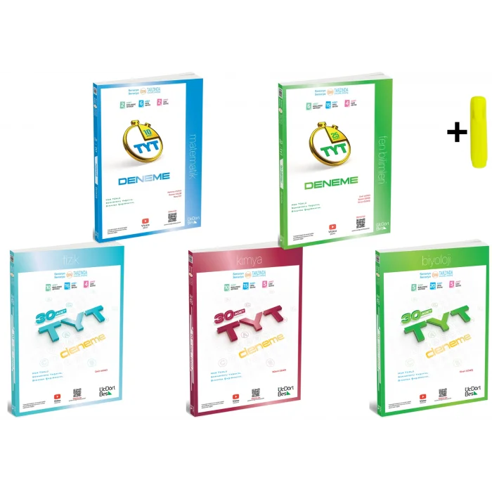 Üç Dört Beş TYT Matematik  Fen Fizik Kimya Biyoloji Deneme 5 Kitap Yeni