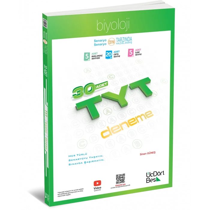 Üç Dört Beş Yayıncılık TYT Biyoloji 30 Deneme Yeni
