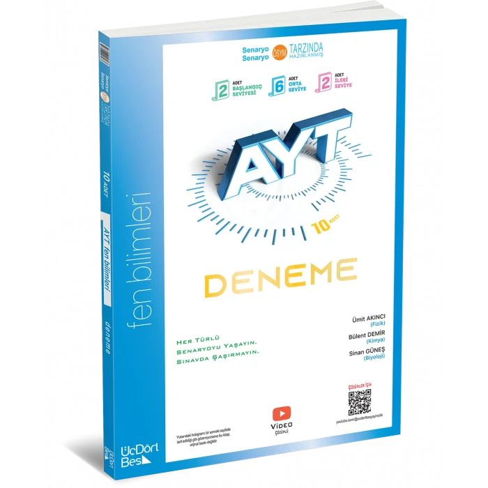 ÜçDörtBeş Yayınları AYT 10’lu Fen Bilimleri Deneme 2026 Yeni