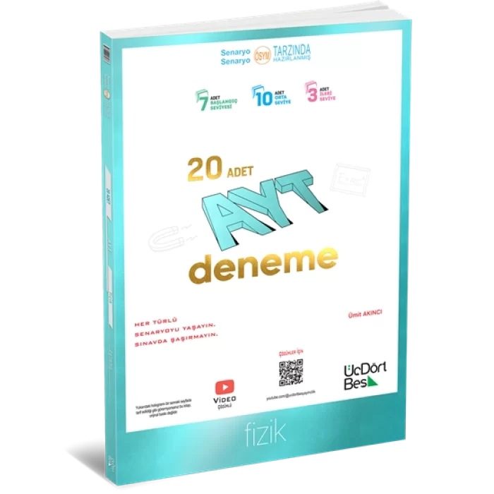 ÜçDörtBeş Yayınları AYT Fizik 20’li Deneme