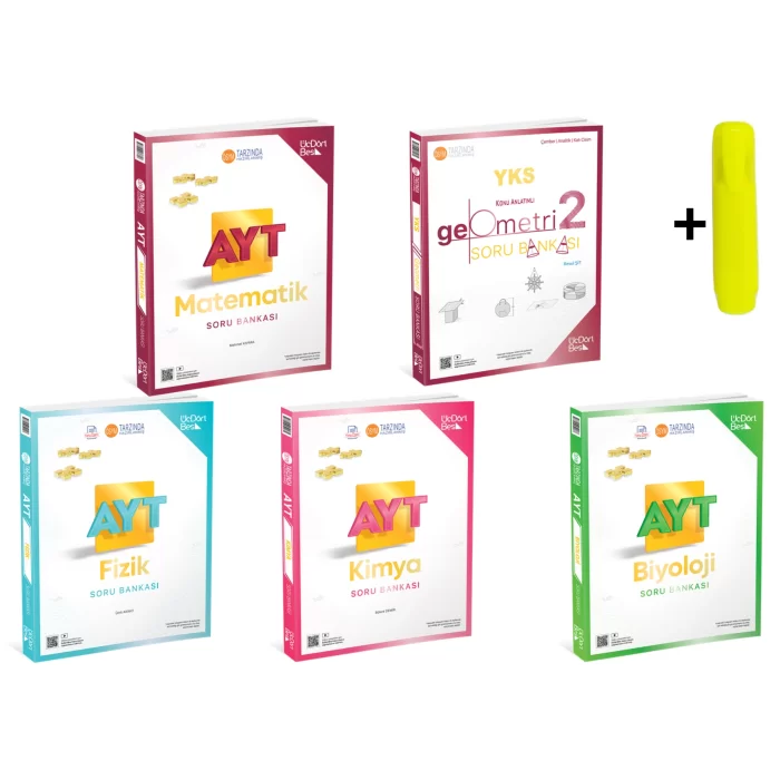 ÜçDörtBeş Yayınları AYT Matematik Geometri Fizik Kimya Biyoloji Soru Bankası Yeni