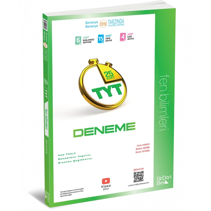 ÜçDörtBeş Yayınları TYT Fen Bilimleri 25 Deneme 2026 Yeni