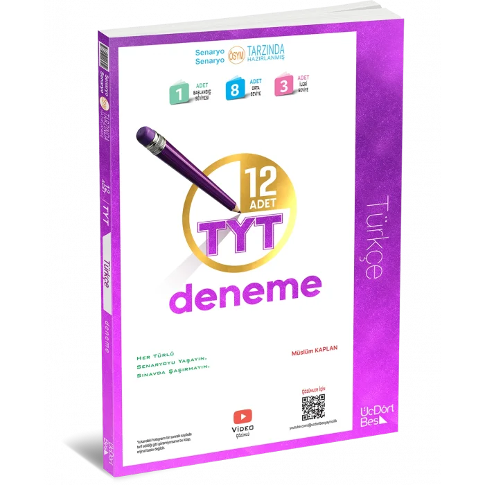 ÜçDörtBeş Yayınları TYT Türkçe 12 Deneme 2026 Yeni