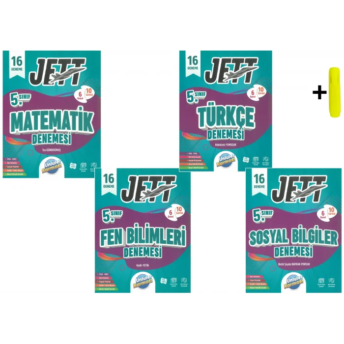 Ünlüler Karması 5. Sınıf Jett Matematik Fen Türkçe Sosyal16 Deneme Seti