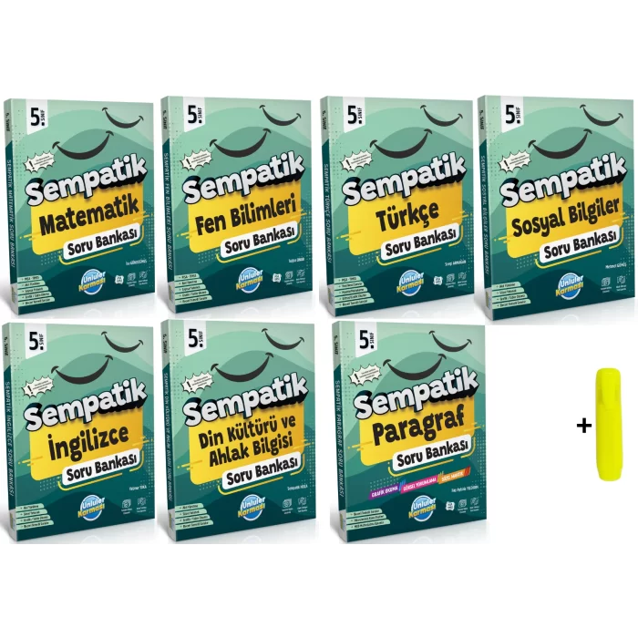 Ünlüler Karması 5. Sınıf Sempatik Tüm Dersler Soru Bankası Seti Yeni Matematik Fen Türkçe Sosyal İngilizce Din Paragraf