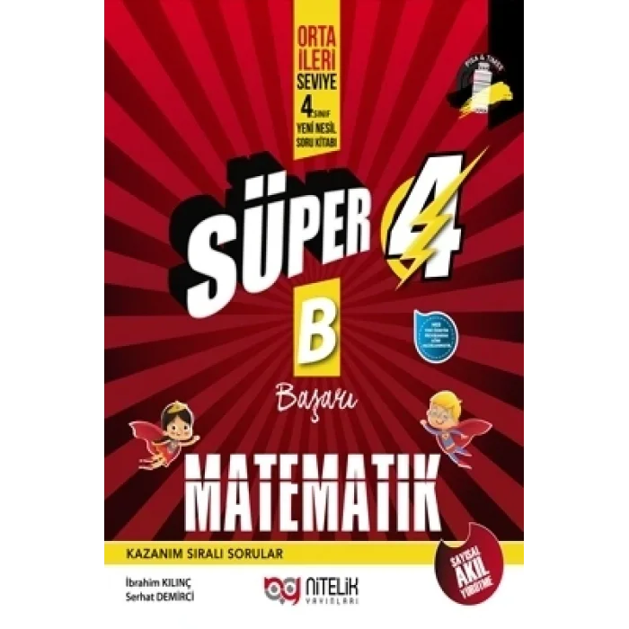 Yeni Süper 4 Sınıf Matematik B Başarı Yeni Nesil Soru Kitabı Nitelik Yayınları
