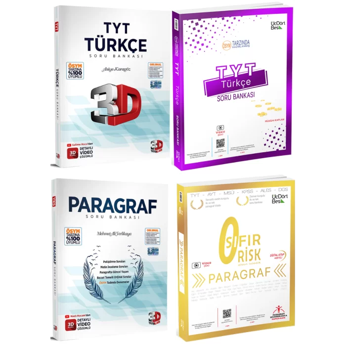 TYT Türkçe Paragraf Soru Bankası Seti Üç Dört Beş Ve 3D Yayınları