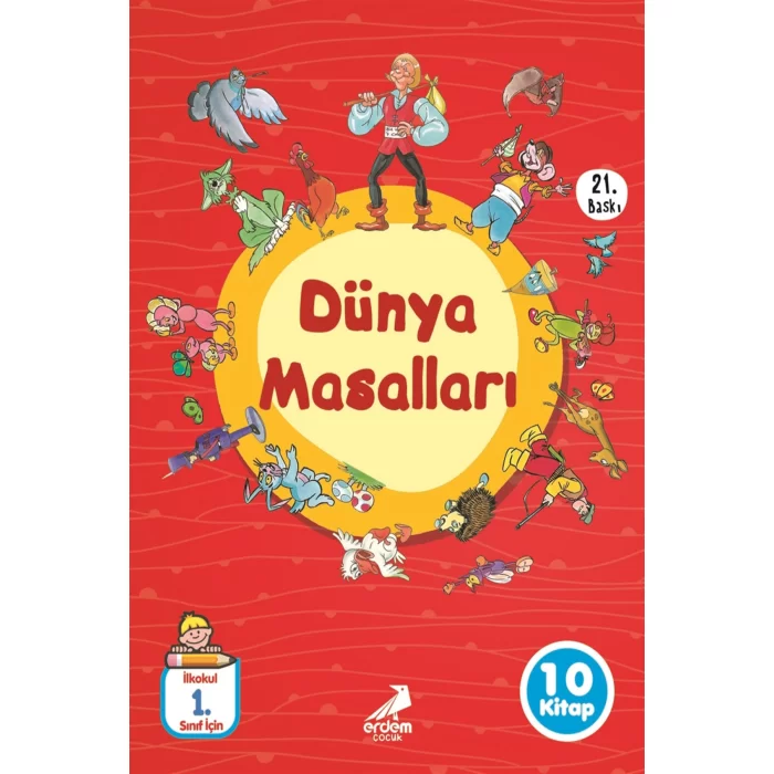 Erdem Çocuk Düz Yazılı Dünya Masalları 10 Kitap Takım