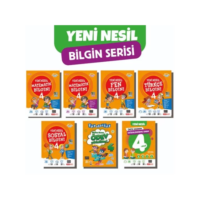 Kırmızı Beyaz Yeni Nesil Bilgin Süper Plus Set 4.Sınıf 7 Kitap