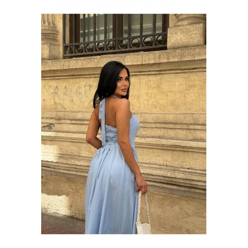 Askılı Kare Yaka Kloş Elbise