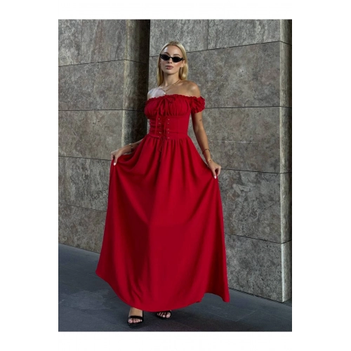 Kuşgözlü Maxi Boy Astarlı Gipeli Elbise