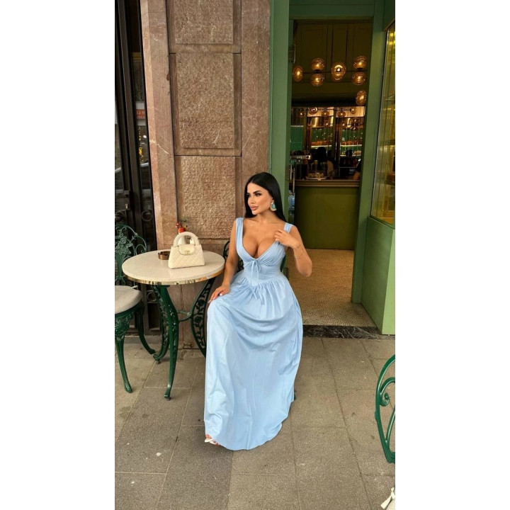 Kalın Askılı Büzgü Detaylı Korsaj Form Elbise