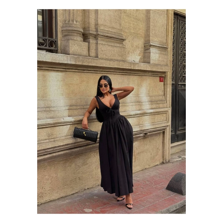 Kalın Askılı Büzgü Detaylı Korsaj Form Elbise