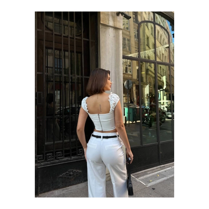 Fırfır Askılı Bağcıklı Korse Bluz