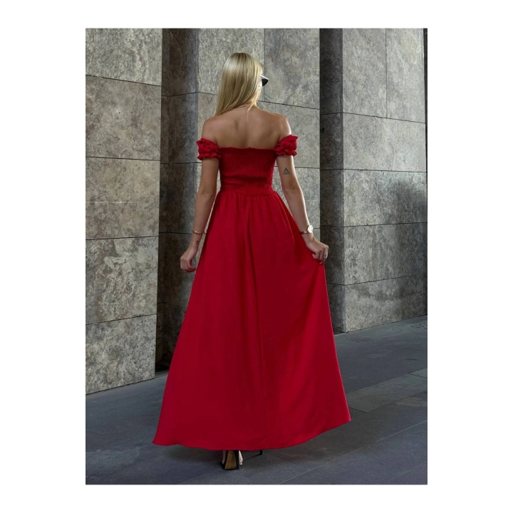 Kuşgözlü Maxi Boy Astarlı Gipeli Elbise