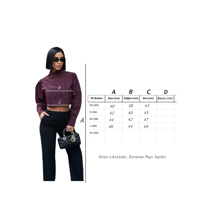 Asimetrik Yaka Poplin Bordo Gömlek