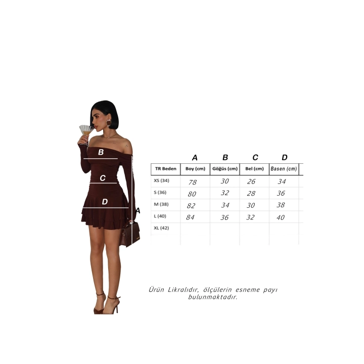 Madonna Yaka Sandy Acı Kahverengi Mini Elbise