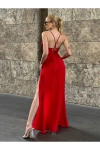 Askılı Göğüs Drape Detaylı Maxi Elbise