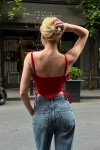 Gloplu Yan Bağcıklı Kırmızı Crop
